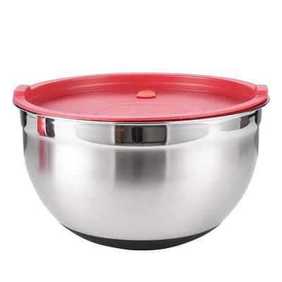 China Sustainable Wholesale Stainless Steel Mixing Bowl Sets With Lids Non Slip Silicone Bottoms Household Kitchenware Bowl en venta