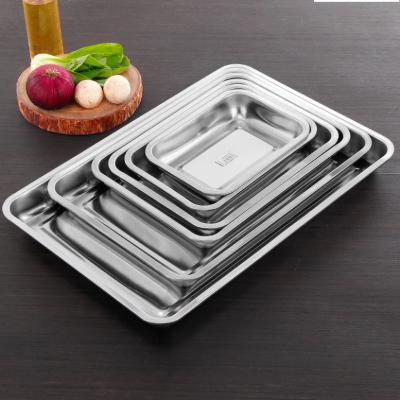 중국 Factory viable wholesale all size stainless steel restaurant canteen food serving baking tray square pizza tray 판매용