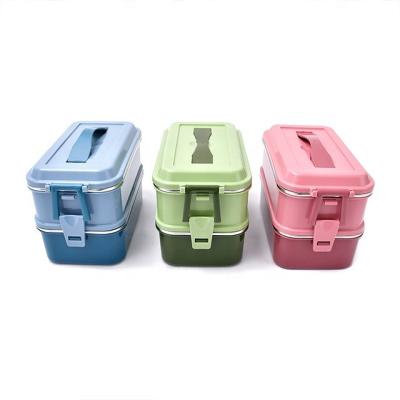 China Freshness Preservation French Style SS 304 Stainless Steel Food Container Insulated Plastic Bowls For Office School Camping en venta