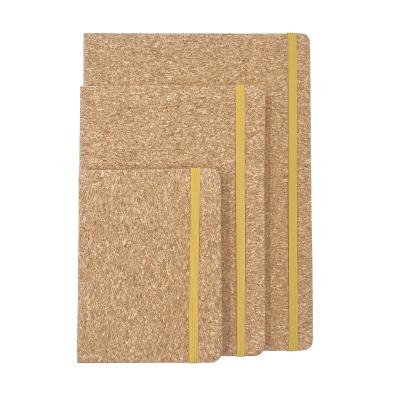 China 2022 New Hardcover Strap Cork Horizontal Line Inlaid PU Environmental Protection Hardcover Notebook B5 Recycle Notebook for sale