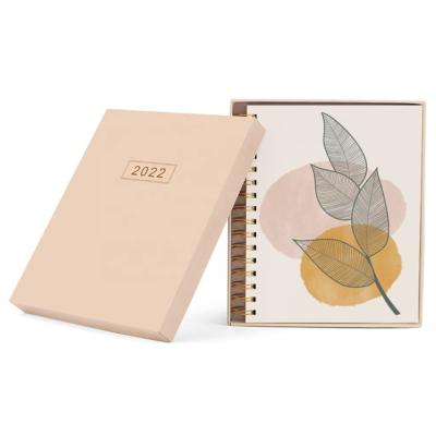 China Custom 2022 Low Moq Spiral Factory Direct Sale Notebook With Logo Print Cover Diary Printed Binding Paper for sale