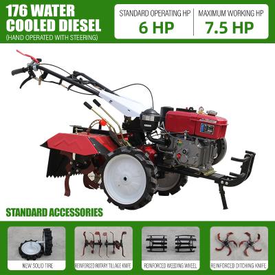 China Hotels 176 four wheel drive wheel double wheel hoe rotavator agriculture water cooled cultivator tillage machine for sale