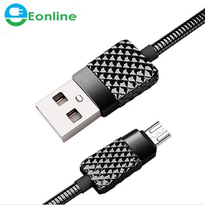 China EONLINE 1M 5V 2.4A Camera Plated Aluminum Alloy Spring Micro USB Cable For For Samsung Huawei Xiaomi Mobile Phone for sale