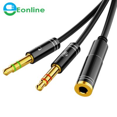 China Eonline 2 audio headphone adapter splitter cable female to aux cable. Male 3.5mm Jack Splitter Adapter With Microphone For MP3 Phone for sale