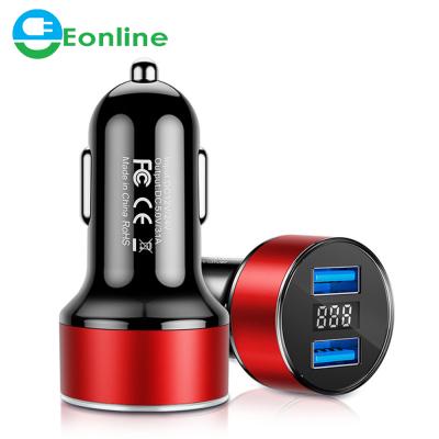 China Cell Phone Eonline Car Charging Accessories Dual Led Usb Car Charger Adapter 2 Port Display 3.1a Smart Car Charger For Iphone Mobile for sale