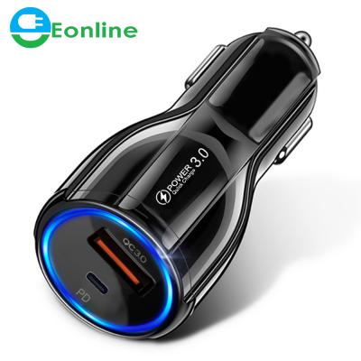 China Eonline USB Car Charger Type C 30W Mobile Phone Fast Charging Phone Adapter For iPhone 13 12 11 pro Max Xiaomi Samsung S21 S20 for sale