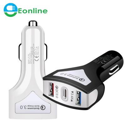 China ABS Metal Quick Charge 3.0+ 2.0 Cell Phone USB Car Charger 2 USB Fast Car Port Samsung Charger for sale