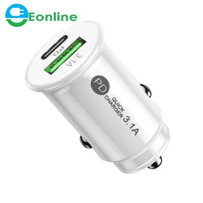 China Mobile Phone Charger EONLINE USB Type C Car Charging Charger 3.1A PD Fast Car Adapter USB C Car Charging Charger For iPhone Samsung Chargin for sale