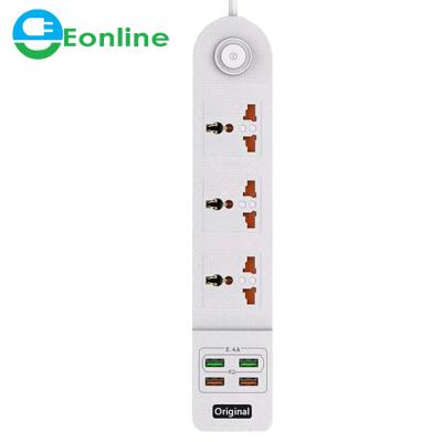 China EONLINE Commercial Power Strip Smart Universal Works Multi Plug Four Plugs 4 USB UK/EU/US AC 3 Plug for sale