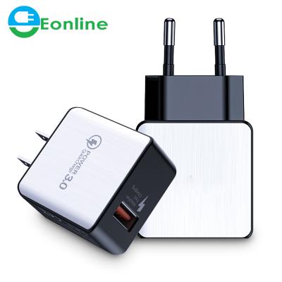 China 18W Fast Charging Mobile Phone 3.0 Fast Charging EU Plug Wall USB Charger Adapter For iPhone Samsung Xiaomi Redmi Huawei for sale