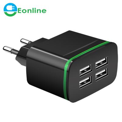 China EONLINE 4 Mobile Phone Ports USB Charger 5V/4A Smart Wall Adapter Mobile Phone Charging Data Device For iPhone iPad EU Plug for sale