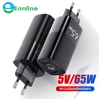 China EONLINE 3 Ports USB C Power Adapter Palladium 65W GaN Type C Fast Charger For Macbook Pro iPhone 8 13/15/16 11 XS XR 4.8 for sale