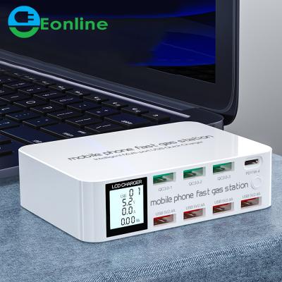 China Mobile Phone 8 Ports PD 3.0 USB C Fast Charger HUB Adapter USB Chager LED Digital Display Charging 3.0 Charger 100W Quickly For iPhone 11 Xiaomi for sale