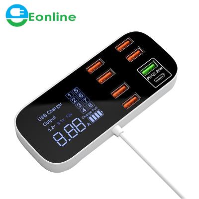 China New China-chic 40W USB Phone Charger QC3.0 USB 8 Ports Digital Display Charging Station Travel Wall Fast Portable Charger for sale