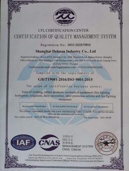 ISO9001 - Shanghai Dehuan Industry Co., Ltd.