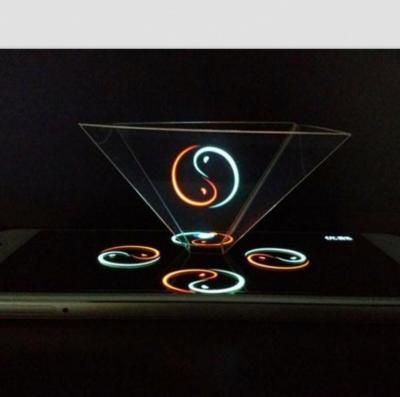 China Factory Supply Flexible Logo 360 Degree 3D Projector 3D Holographic Hologram Pyramid For Mobile Phone for sale