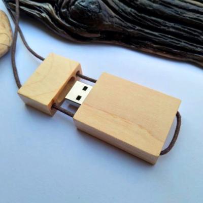 China Computer PC Tablet Wooden Rectangle USB Flash Drive with Strap Lanyard Drive Cord USB Flash U Disk512mb 1gb 2gb 2gb 4gb 16gb 64gb for sale