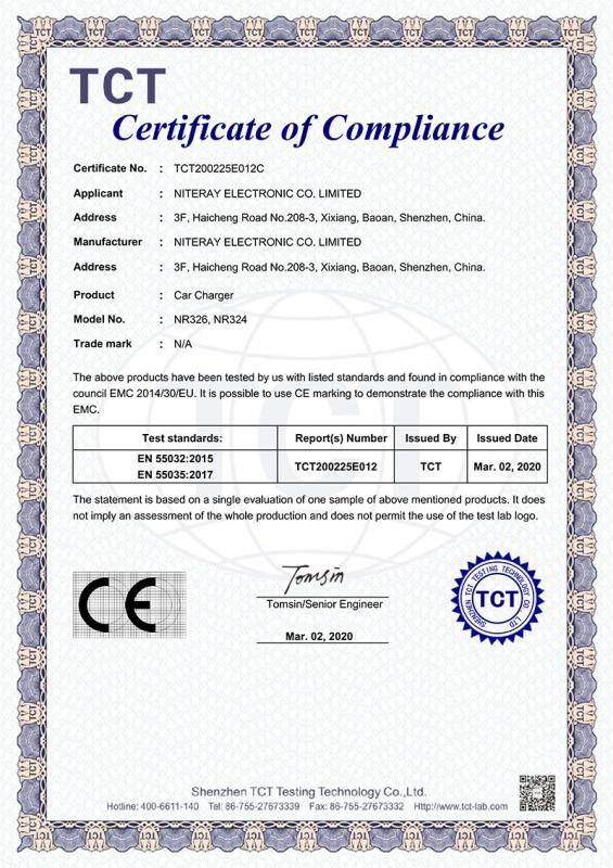 CE - Shenzhen Niteray Technology Co., Limited