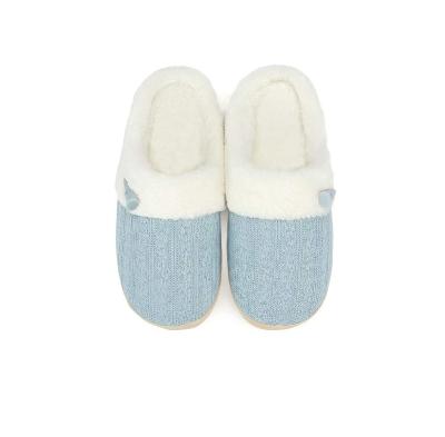 China Cushioning Ladies slip on Fuzzy house slippers Memory foam slippers outdoor interior warm plush bedroom shoes faux fur lining for sale