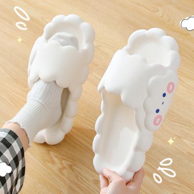 China Fashion Trend Fashion Women Summer Soft Slippers Thick Platform Bathroom Home Men Indoor Non-slip Anti-slip Female Cloud Cushion Slides for sale