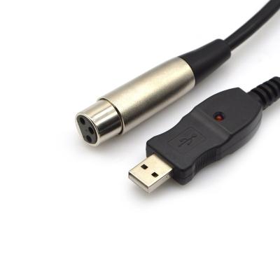 China PVC 10ft/3m USB XLR Cable USB2.0 MIC Link Cable USB Male to 3 Pin XLR Cable Cord Adapter Microphone Female Link for sale