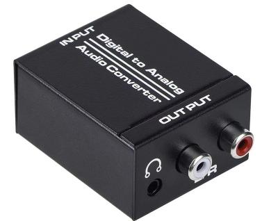 China Iron 192KHZ Optical SPDIF Toslink Coaxial Digital to Analog Audio Stereo L/R 3.5mm Jack DAC Converter with Optical Coaxial Cable for sale