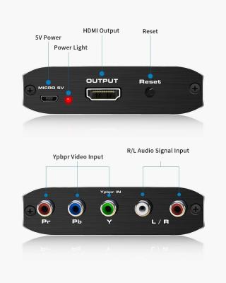 China Aluminum Alloy YPbPr to HDMI Converter Component to HDMI R/L 5RCA RGB Adapter to HDMI Converter Video-Audio Adapter for sale