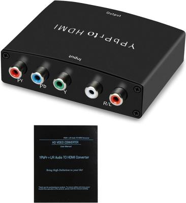 China Aluminum Alloy Component To HDMI Adapter YPbPr To HDMI Converter + To R/L 5RCA RGB To HDMI Converter Video-Audio Adapter for sale