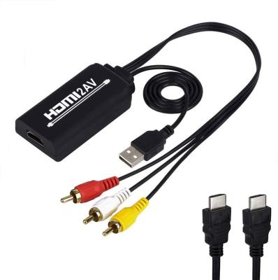 China ABS HDMI to RCA AV Converter Cable , HDMI to Composite RCA Cvbs Adapter Cable with USB Power Supply (Female to Male) for sale