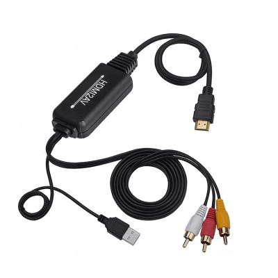 China ABS HDMI to 3RCA CVBs RCA NTSC AV Converter Cable Video Audio Adapter supports for PC, Laptop, HDTV, DVD, VHC VCR for sale