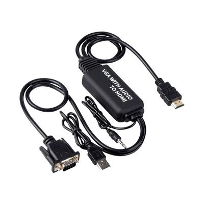 China ABS VGA to HDMI Video Adapter VGA2HDMI Audio Converter Cable with 3.5mm Audio for HDTV PC Projector for sale