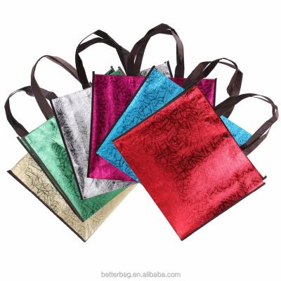 China Glossy Nonwoven Eco-friendly/Solid/Bling Laser Folding Gift Shopping Bag Nonwoven Bags,Fashion Shiny Tote Bag for sale