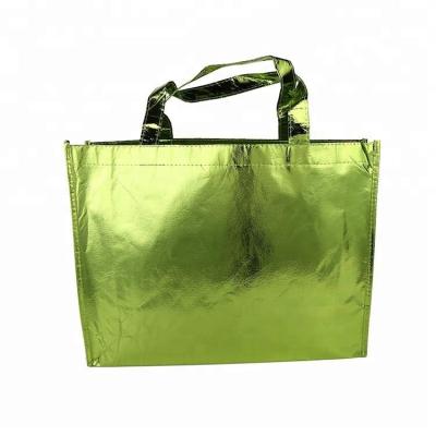 China Reusable Shopping Handled Gold Lamination Tote Nonwoven Bag for sale