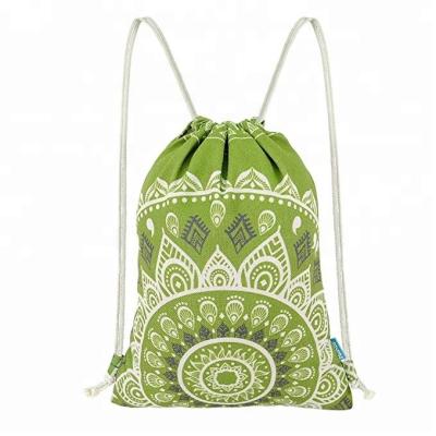 China Various Colors Eco-Friendly/Folding Christmas Gift Bag Mandala Style Casual Bag Chic Pack Drawstring Backpack Gym Bag for sale