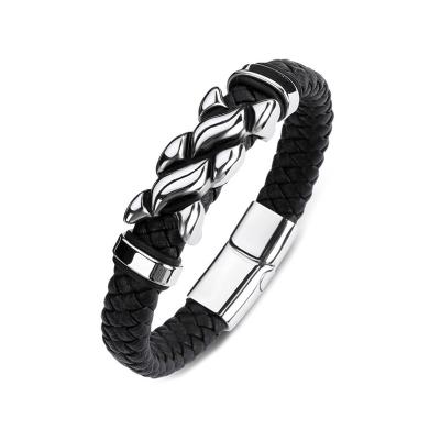 China Wholesale Jewelry Men's Genuine Leather Bracelet Fashion Leather Bracelet Genuine Leather Bracelet for sale