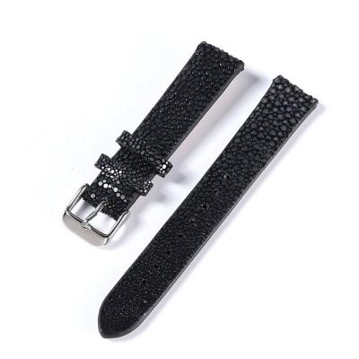 China Stingray Leather Strap Design Art High Pretty Polished Apple Black Stingray Watch Band, Stingray Leather Watch Strap for sale