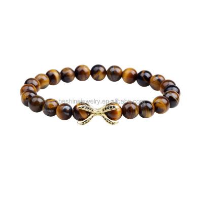 China Wholesale Jewelry Natural Tiger Eye Bracelet, Tiger Eye Gemstone Bracelet, Faux Stone Evil Eye Fashion Bracelet for sale