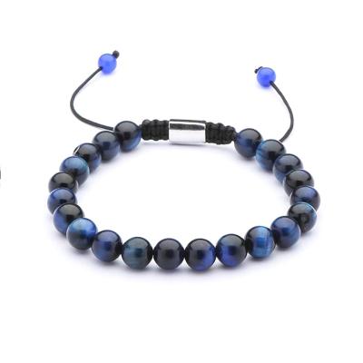 China Hot Sale Blue Color Tiger Eye Bracelet For Men Wholesale E-commerce Natural Blue CLASSIC for sale