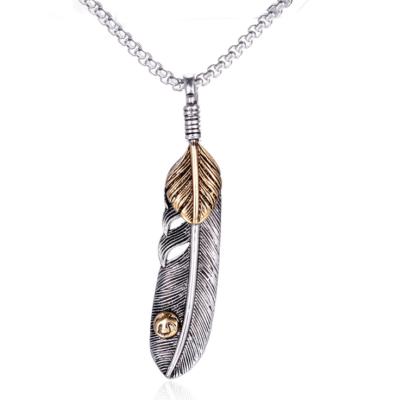 China CLASSIC Mens Jewelry Pendant Necklace Feather Vintage Stainless Steel Titanium Steel Jewelry Personalized Chain for sale