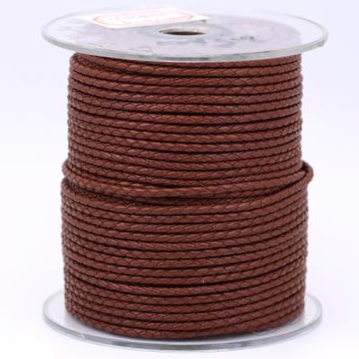 China Wholesale Genuine Leather Bracelet Round Braided Leather Necklace Rope For Bracelet Jewelry Making 1mm 2mm 3mm for sale