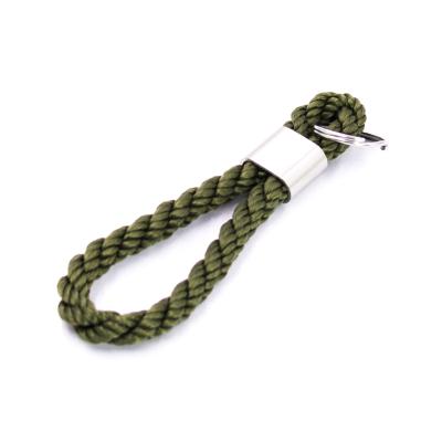 China Keychains twisted 8mm personalized olive green leather keyring keychains wholesale for sale