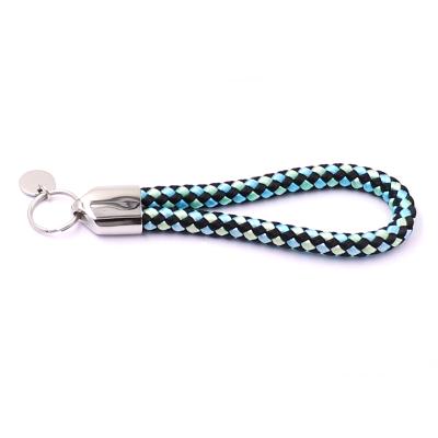 China Round Mixed Color Braided New Arrival Customized Logo Round Disc Braided Nylon Customizable Rope Key Chain for sale