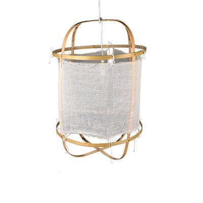 China Bamboo White Fabric Frame Hanging Lampshade Fabric Hanging Lamp Shades for sale