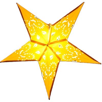 China Europe Hot Sale Color Gold Laser Hanging 5 Pin Plastic Christmas Paper Star Lampshade for sale