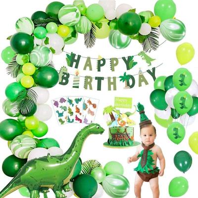 China Paper. 57 Pack Dinosaur Set Balloons Garland Gifts Decorations Toys Kit with Jungle Foil Balloon and Birthday Banner for Kids for sale