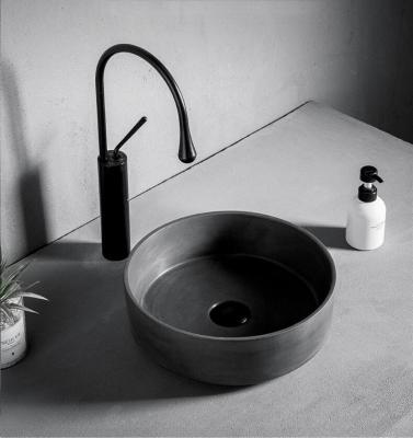 China Easy Clean Concrete Modern Bathroom Wash Basin Basin Small Round Table Top Wash Basin for sale