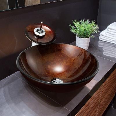 China Single Wash Basin Easy Clean Color Glass Bathroom Sink for sale