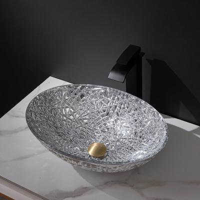 China High Quality Fancy Easy Clean Design Sink Luxury Glass Art Sink for sale