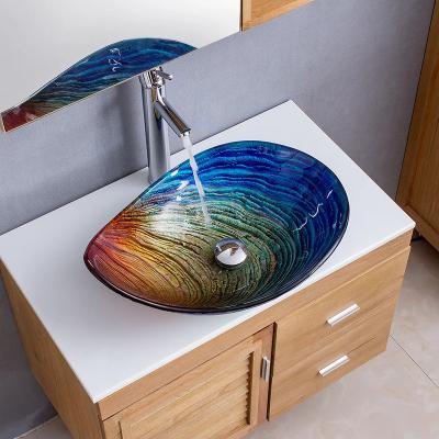 China Art Hand Wash Basin Modern Design Easy Clean Luxury Glass Sink for sale