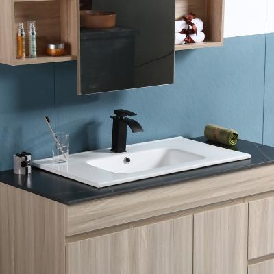 China Easy Clean Modern Bathroom Sink Edge Cabinet Ceramic Slim Wash Basin for sale